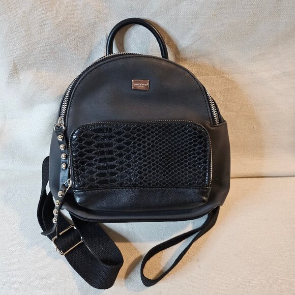 David Jones Paris Mini Backpack Purse - Black - Picture 1 of 7